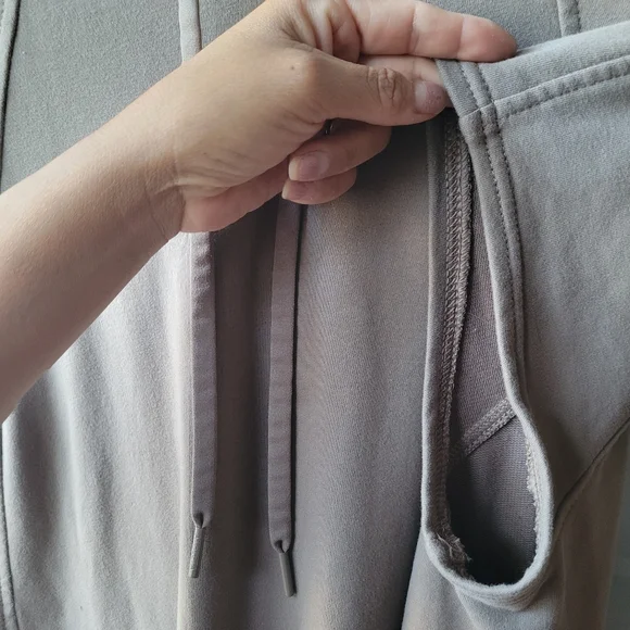 Athleta Women’s Hooded Cabana Tunic Pullover Large Sweater Dress Coverup Tan - Picture 12 of 14